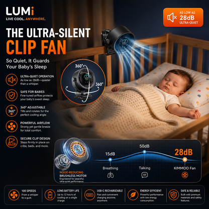 LUMI™ Portable 100 Speed Clip-On Fan